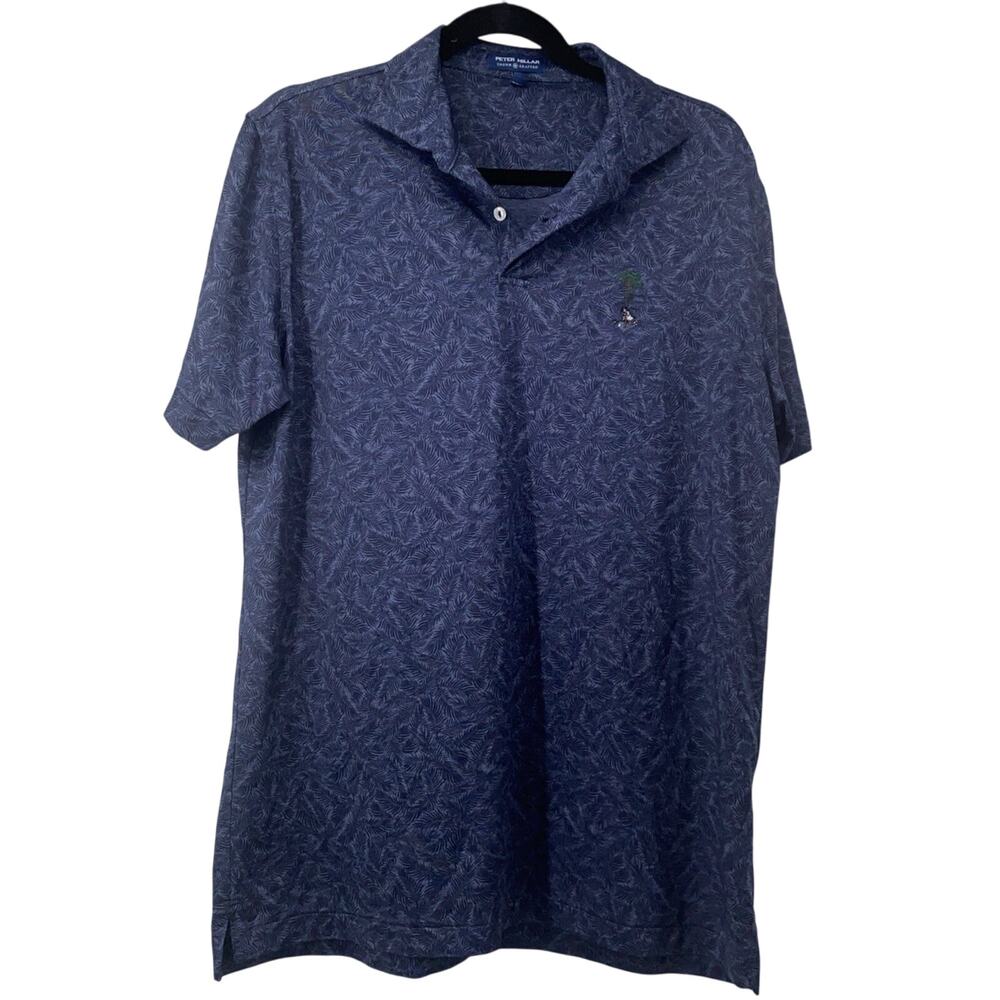 Peter Millar Navy Blue Patterned Polo Shirt